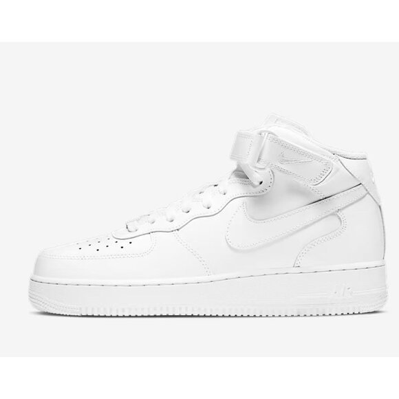 Nike Air Force 1 AF1 Mens Sneakers Size 9 Mid Basketball Streetwear Shoes White - Picture 1 of 7